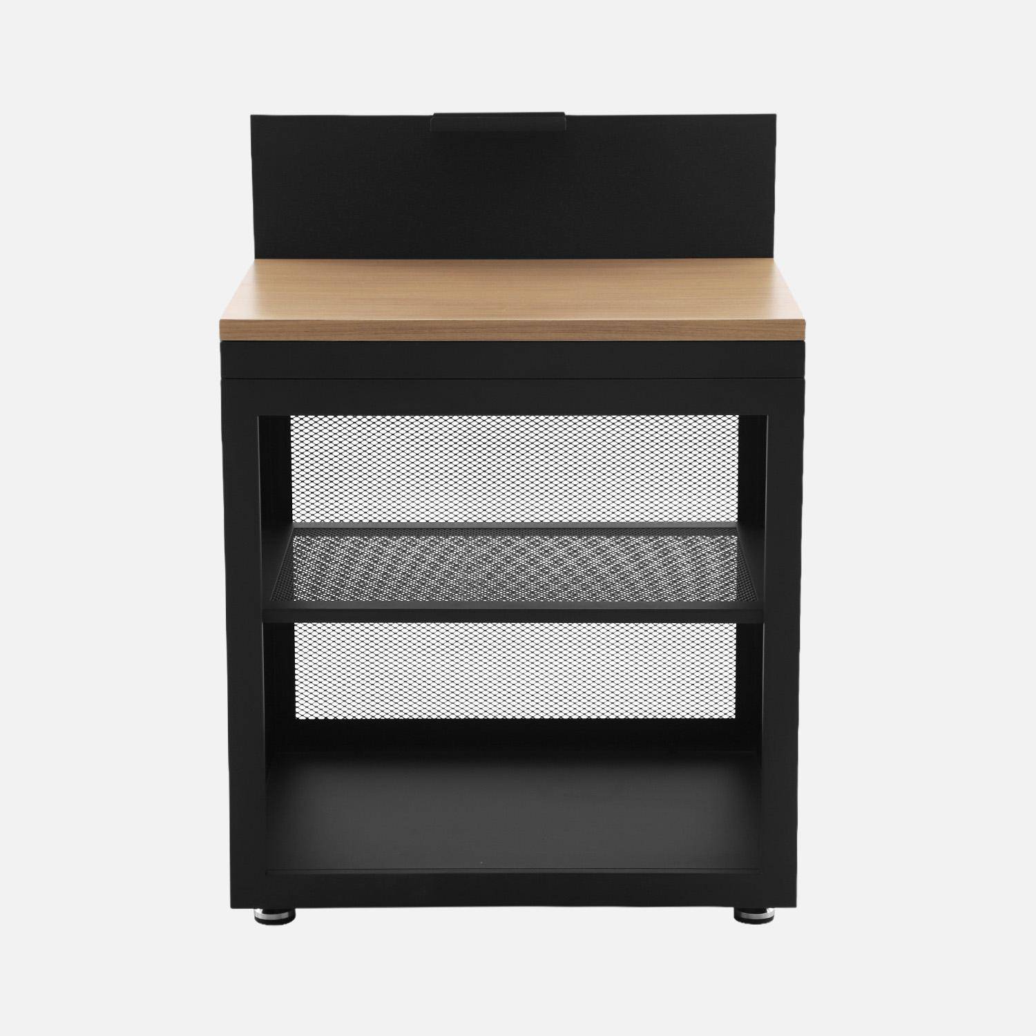 Milos - Cocina exterior de acero y decoración de madera 1 estante, 80cm