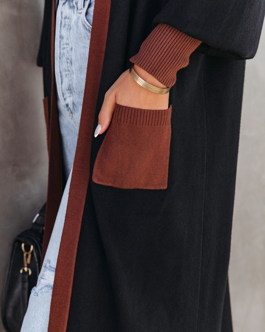 Weekend Errands Pocketed Duster Cardigan - Black - Se7enfashion