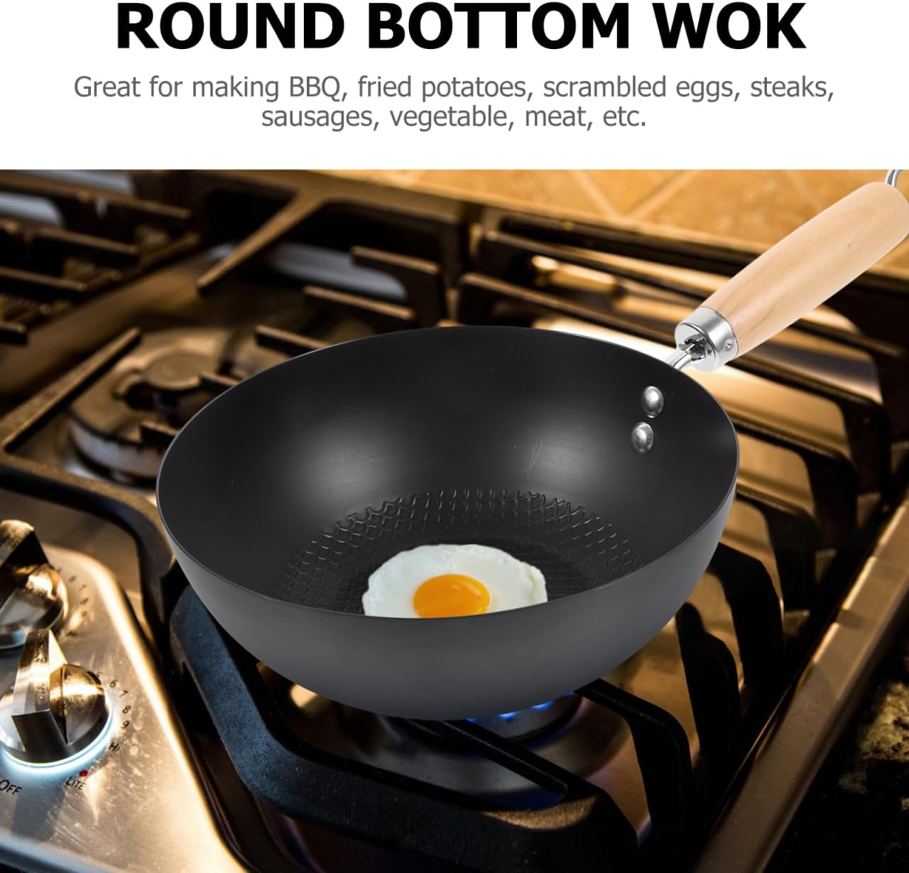 Cabilock Small Iron Pot Japanese Style Mini Wok 8 Inch Flat Bottom Cast Iron Pan for Single Serving Cooking Compatible with Induction Gas Electric Stoves