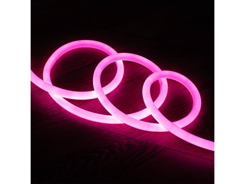 Tira Neón LED Regulable 220V AC 120 LED/m Circular 360 Rosa IP67 a Medida Corte cada 100 cm 13 m
