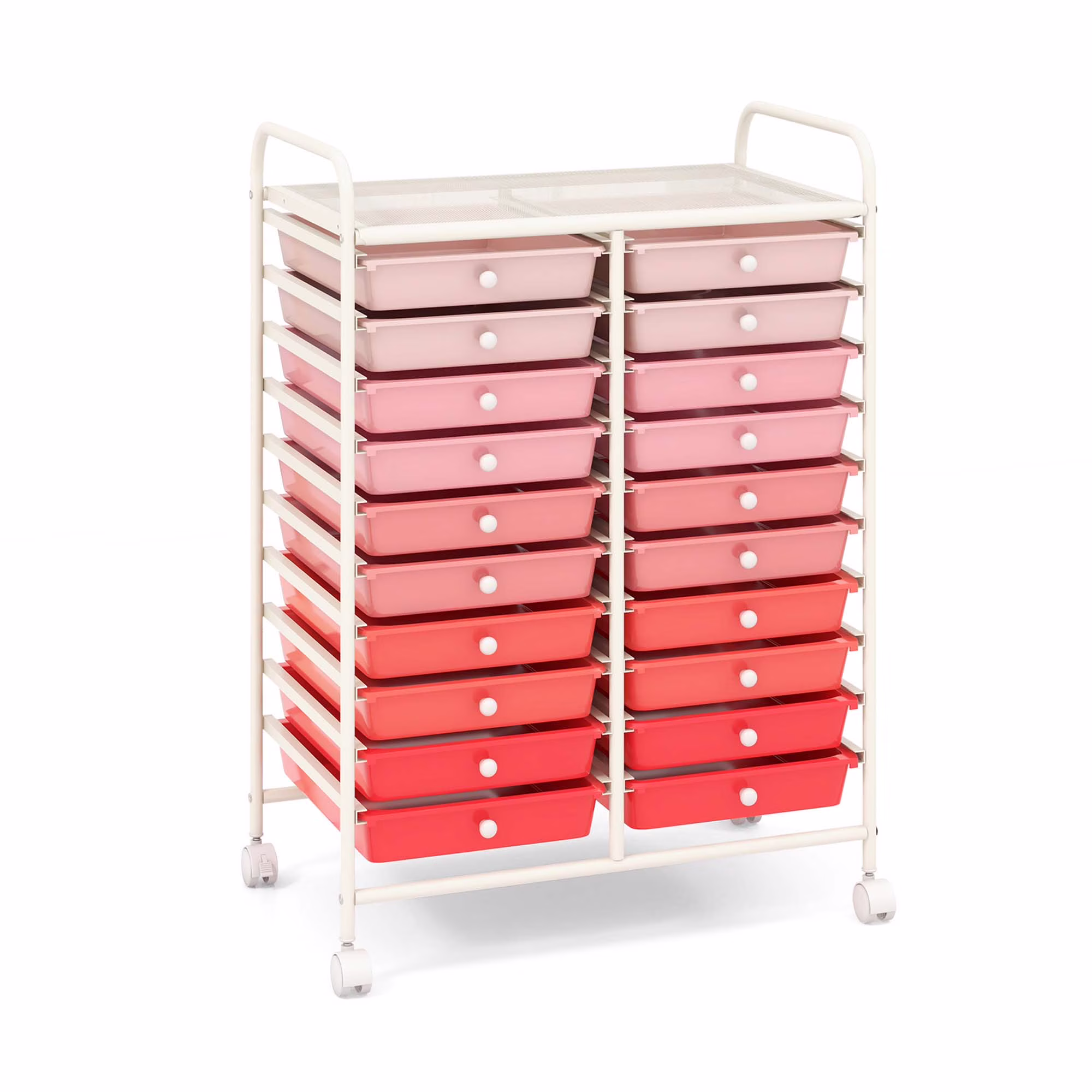 Costway 20 Drawer Rolling Storage Cart Tools Scrapbook Paper Office School Organizer Yellow - Image 11