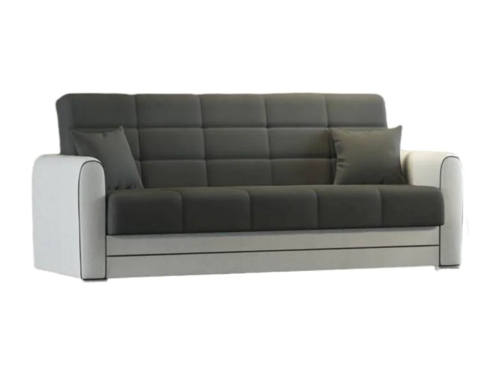 Sofá Cama Decohoguera 3 Plazas Ecopiel y Tela Acolchado Clic-Clac 220x84x91 cm Blanco IX0622967