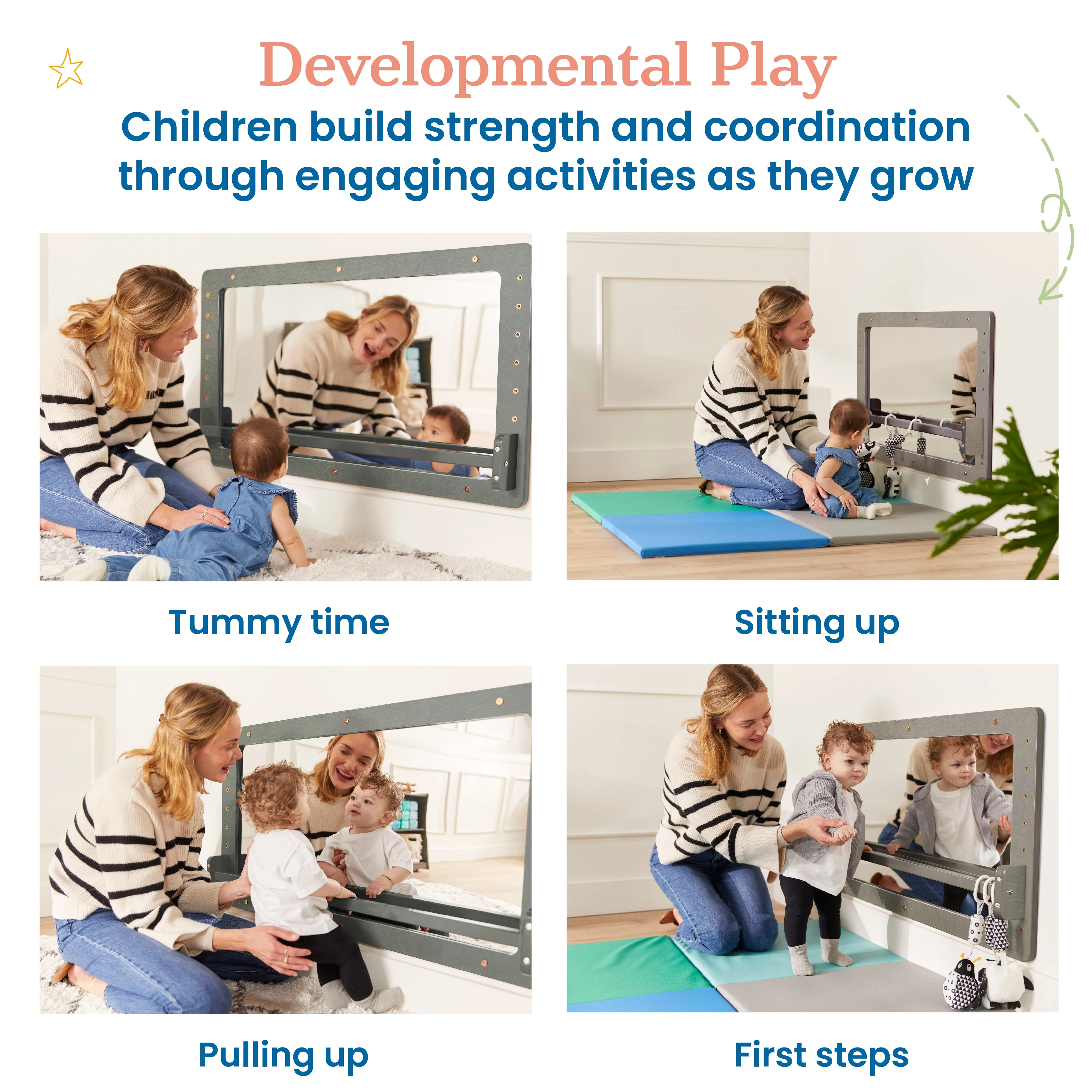 ECR4Kids Wall-Mounted Coordination Mirror, Natural - Image 23