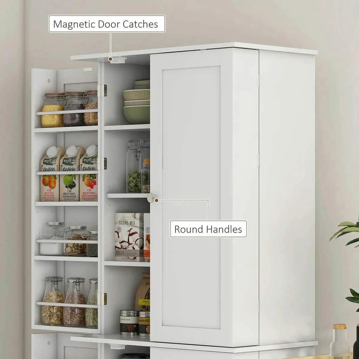 Spaco 17-Tier Kitchen Small Pantry Cabinet with 2 Doors and 6 Adjustable Shelves, Cabinet Pantry, Freestanding 5-Tier Shelving Pantries for Kitchen Storage, Gray - Image 51