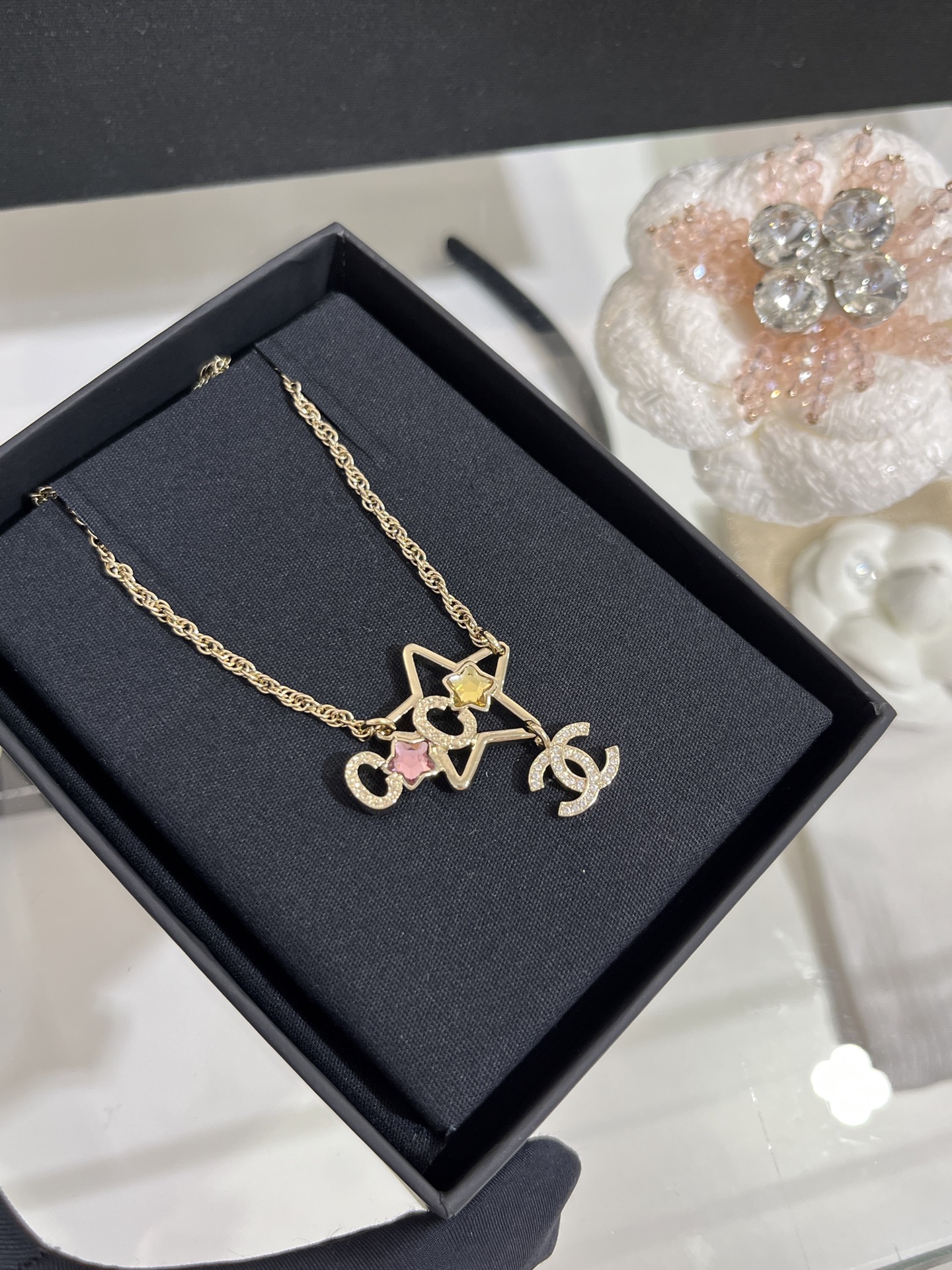 Chanel Rhinestone Star Coco CC Necklace - Original Replica Club