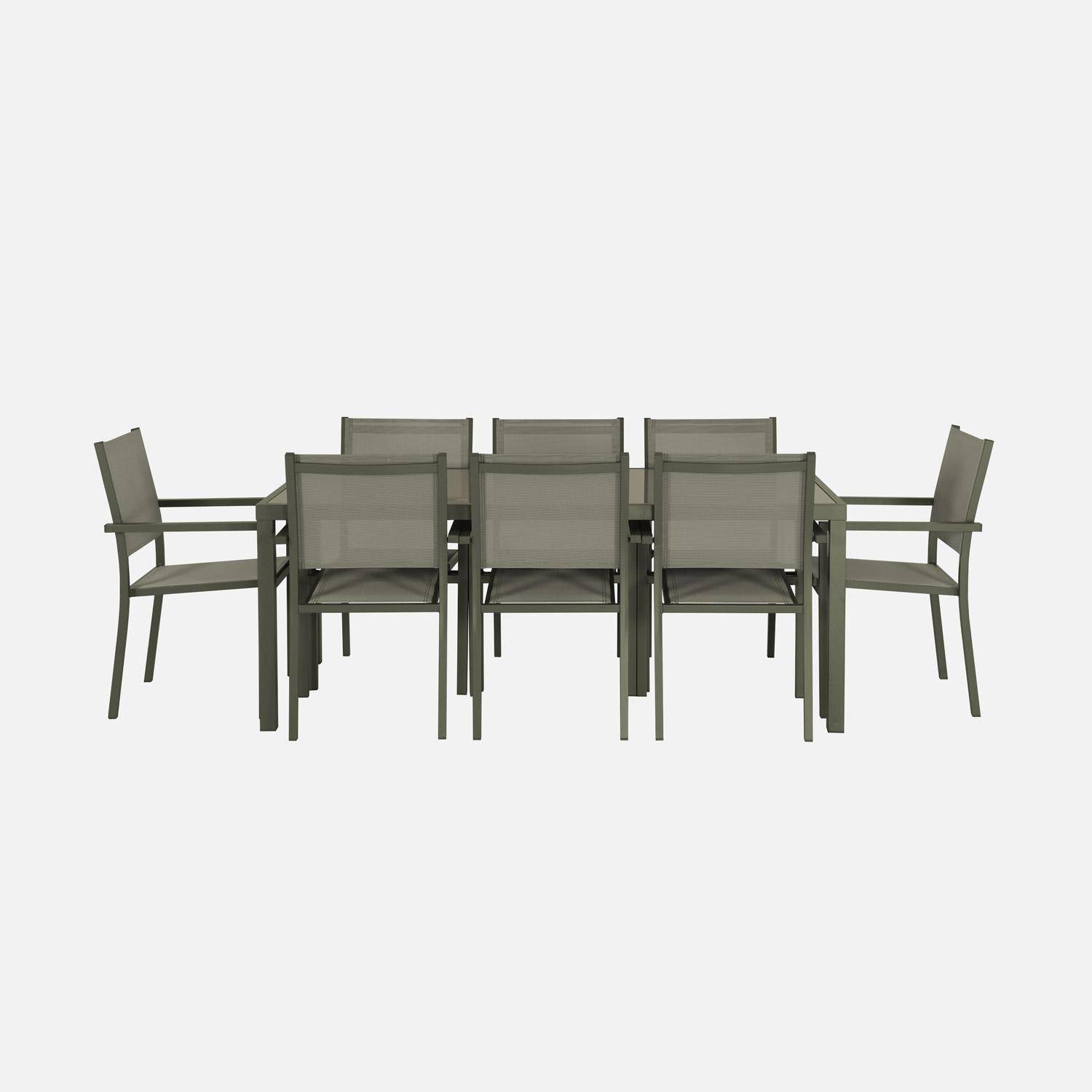 Capua 180 - Conjunto mesa de jardín de aluminio y de textileno, 8 sillas