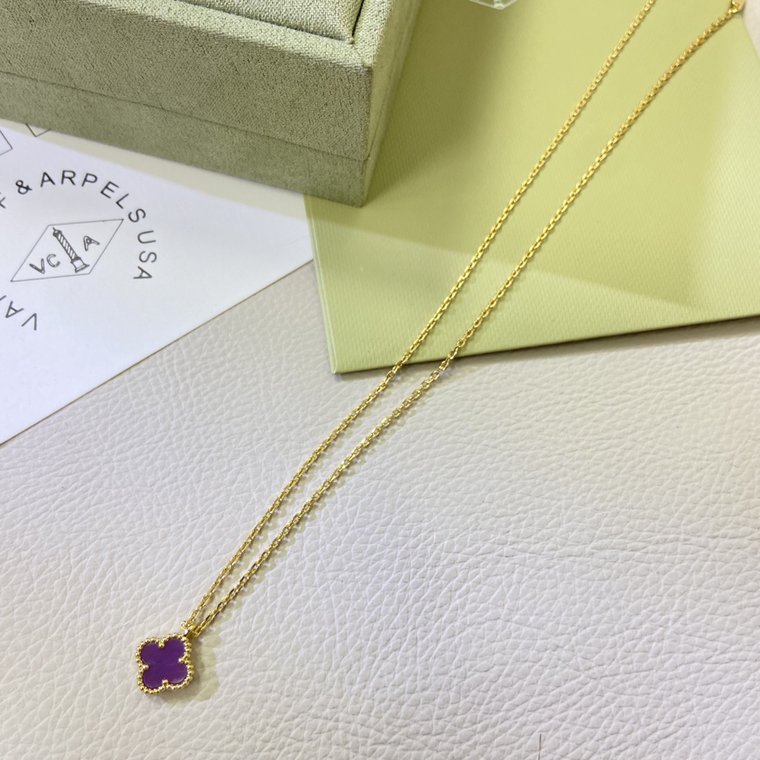 VCA Mini Purple Sweet Alhambra Necklace - Original Replica Club