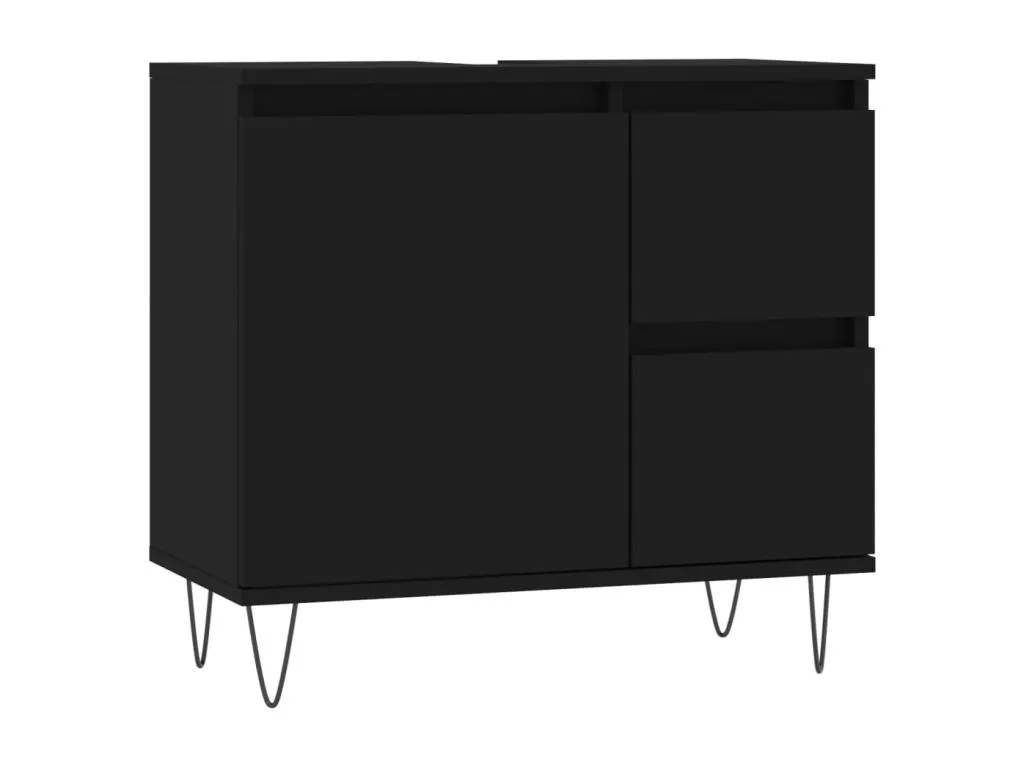 Armario de baño Luxmbls contrachapada negro 65x33x60 cm CXTT52882
