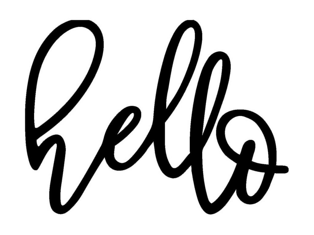 Decoración de Metal Hello 3, Negro, 56x0,15x42 cm cm, Mubdelu