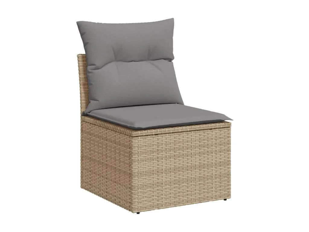 Banakdecoracion Set de sofás de jardín 9 pzas con cojines ratán sintético beige 64194VTIA