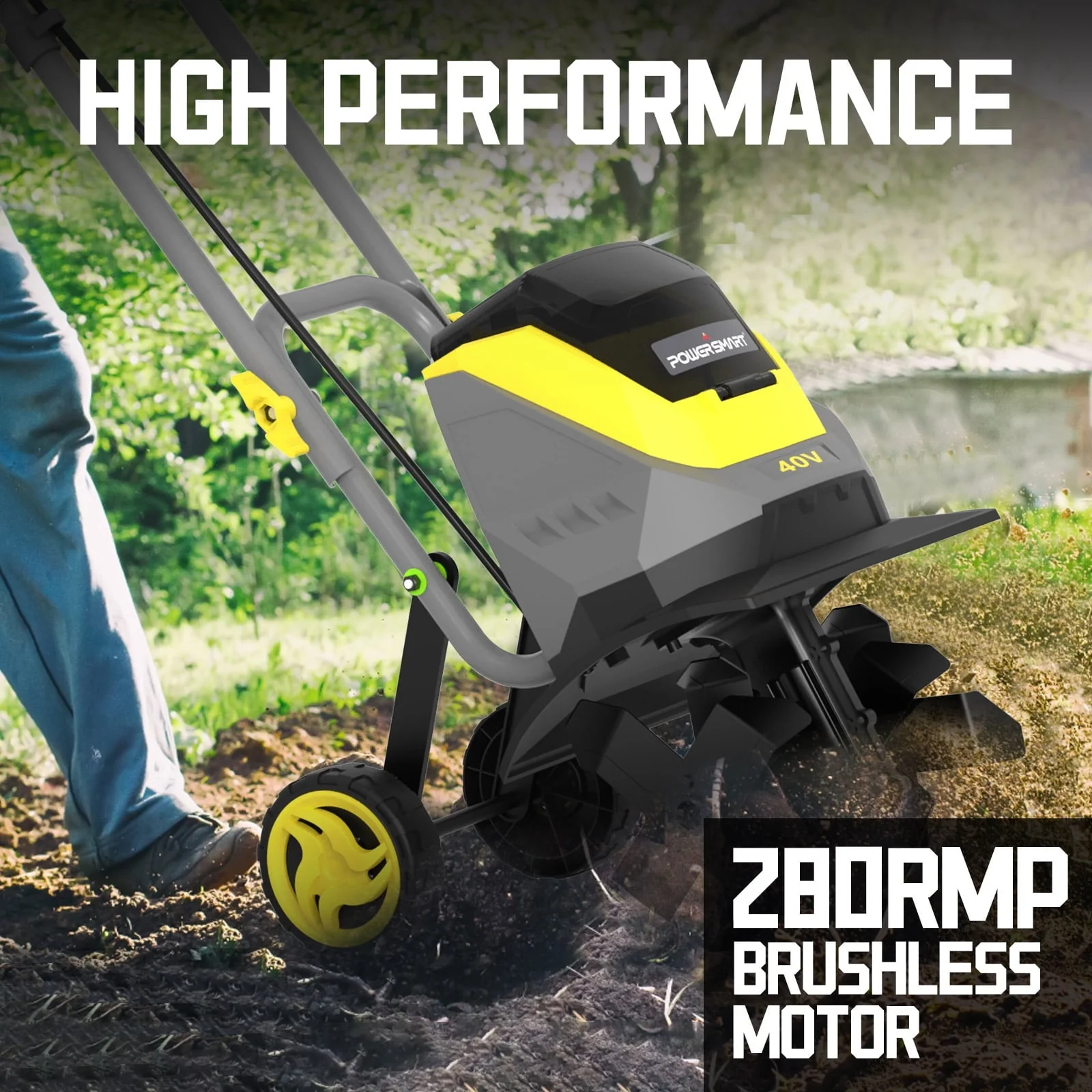 PowerSmart 40V 12-inch Cordless Garden Tiller/Cultivator , 23.4 x 14 x 12.8 inches - image 4
