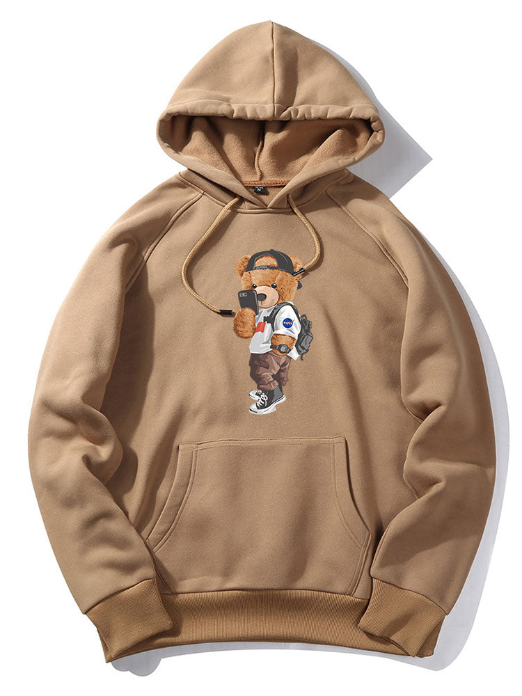 Selfie Bear Print Hoodie