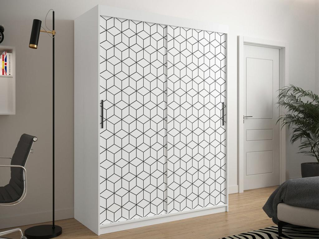 Armario Nestliq 282 - Blanco - 200x150x62cm - Puertas de armario Correderas