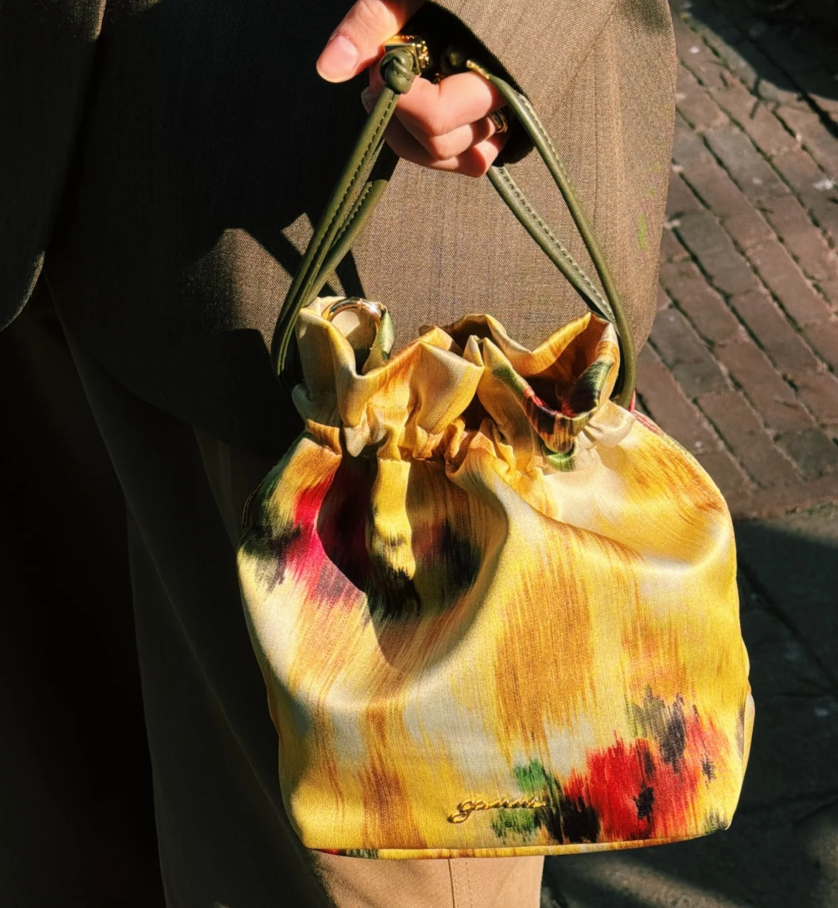 GANNI Printed Taffeta Pouch