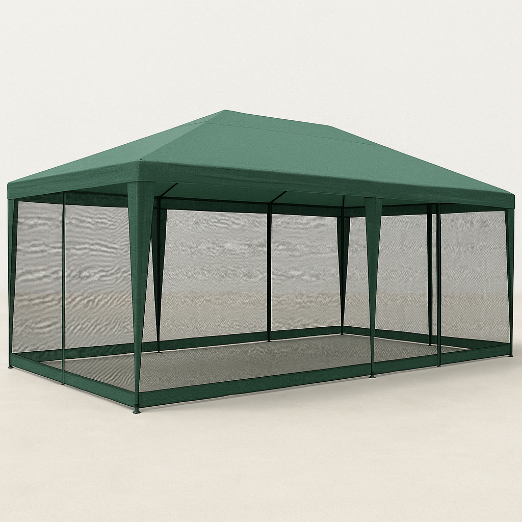 Carpa cenador exterior verde hierro jardín eventos 600x250x280 cm
