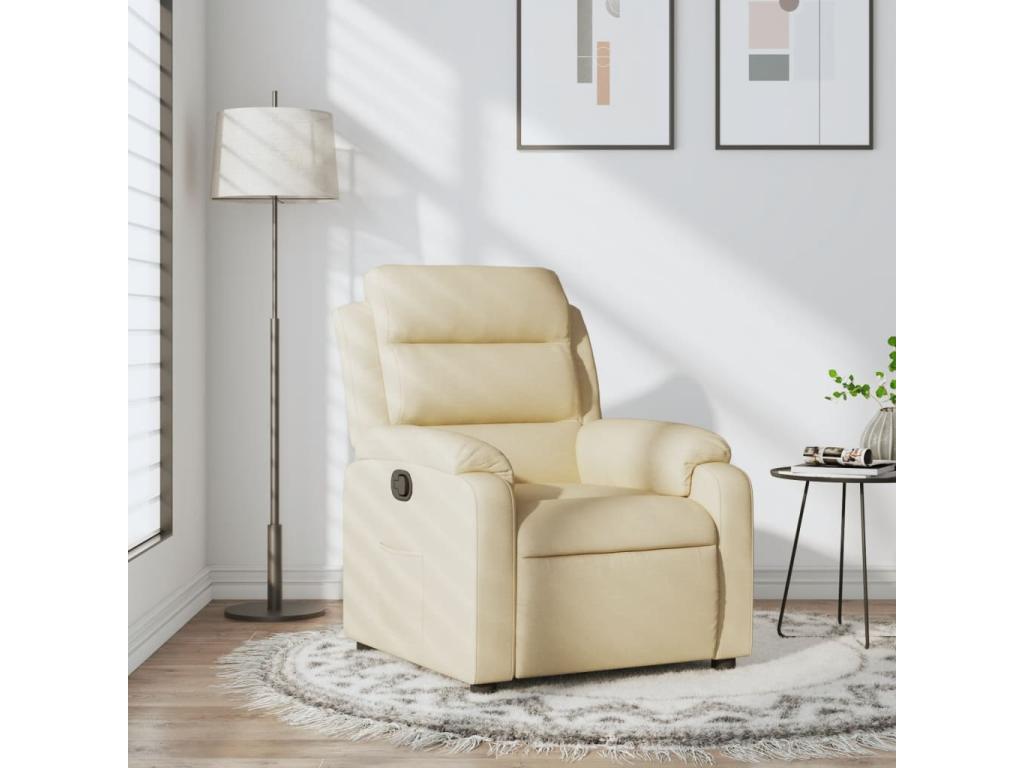 Sillón reclinable de tela crema
