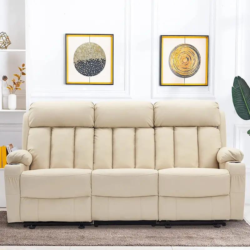 MCombo Faux Leather Electric Reclining Sofa with Heat and Massage - Models 6095/6075/6077