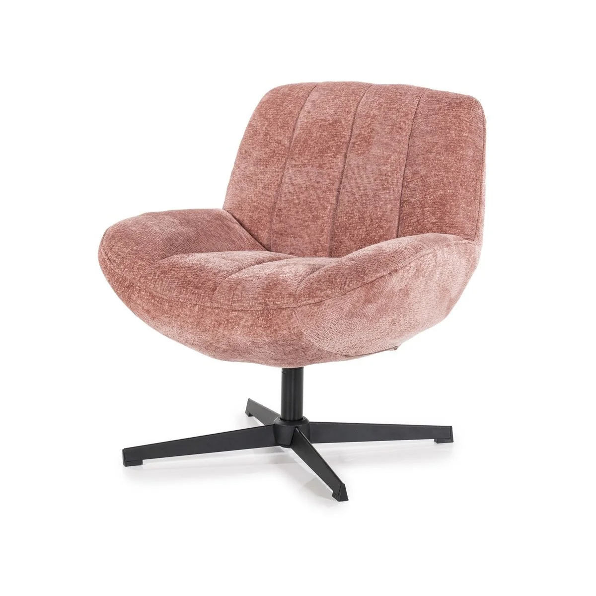 Fauteuil armchair in soft pink linen with solid beech legs