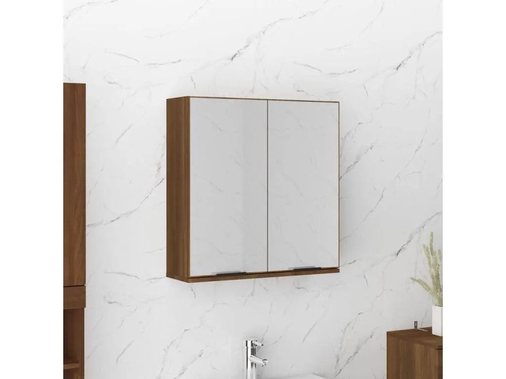 Armario de baño con espejo color Mobtrendy marrón 64x20x67 cm nkty59262