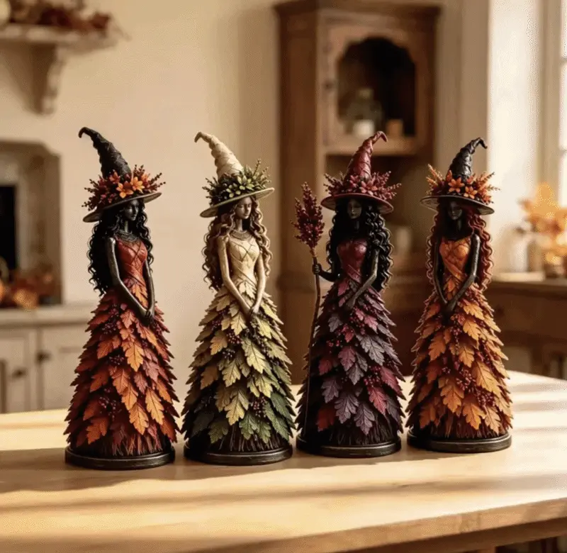 LeafWitch™ Autumn Figurine - Handcrafted Leaf & Berry Witch Statue - Image 3 LeafWitch™ Autumn Figurine - Handcrafted Leaf & Berry Witch Statue - Image 3