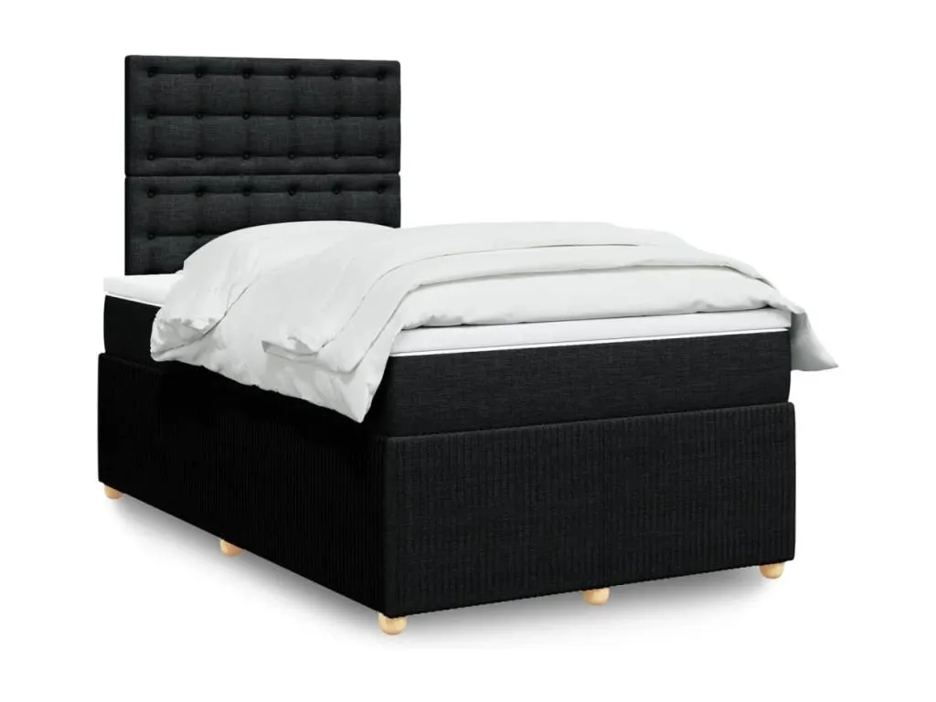 Cama box spring con colchón tela negro 120x190 cm osz3519564