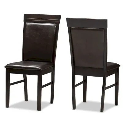 Modern Dark Brown Faux Leather Dining Chair Set by Baxton Studio