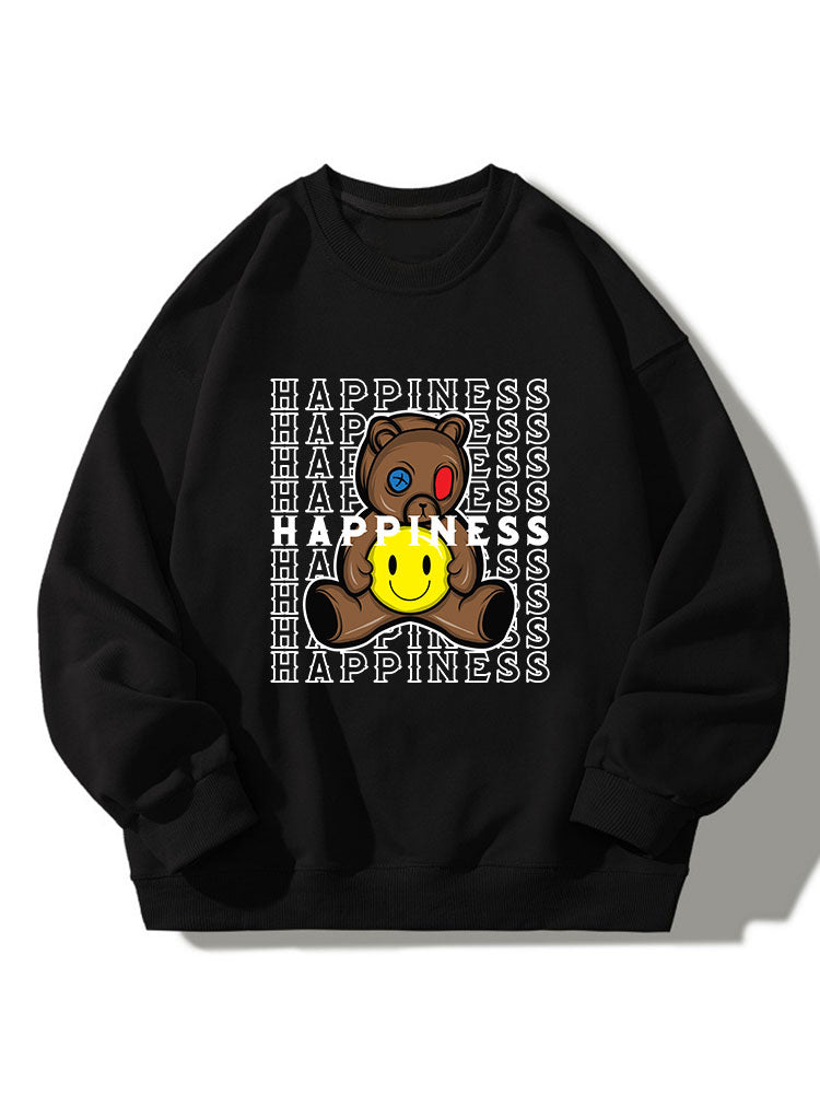 Smiley Bear Crew Neck Relaxed Sweatshirt