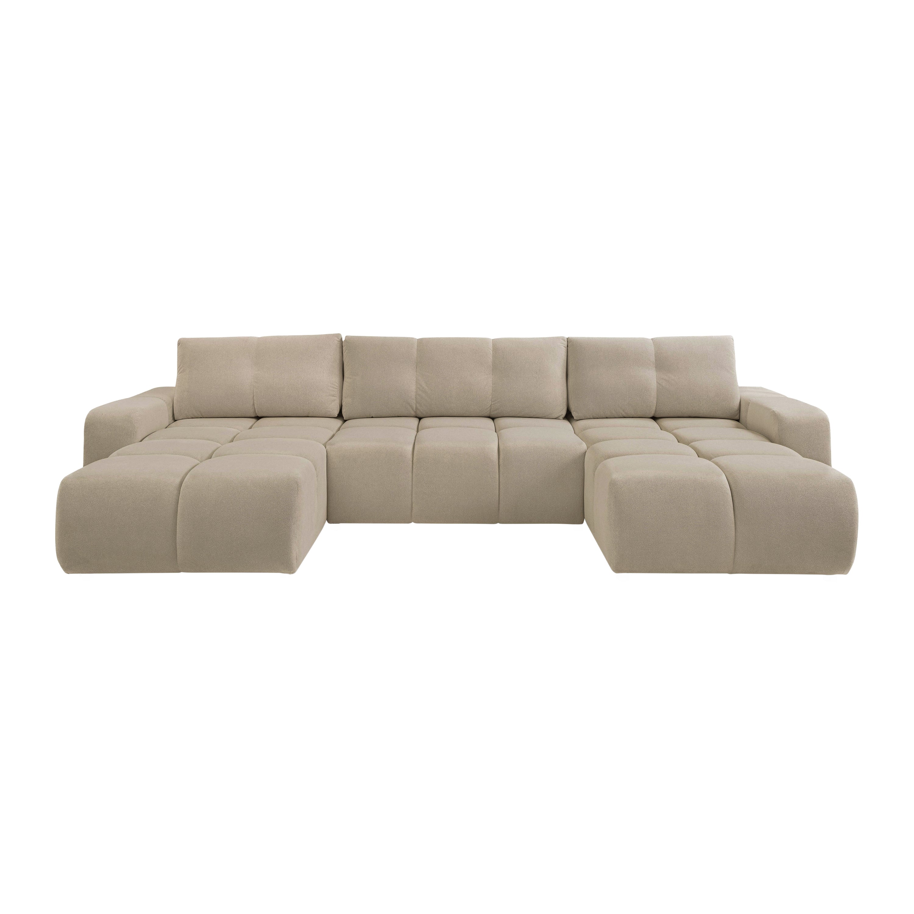 Blokker Charme U-bank met Slaapfunctie - Weefstof - Beige