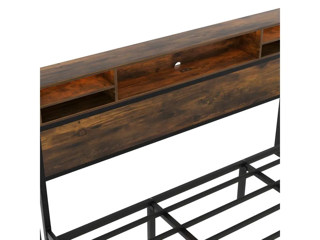 Cama doble con 4 cajones - 180x200cm - con led y función de carga - estructura de metal - marrón czy1968247