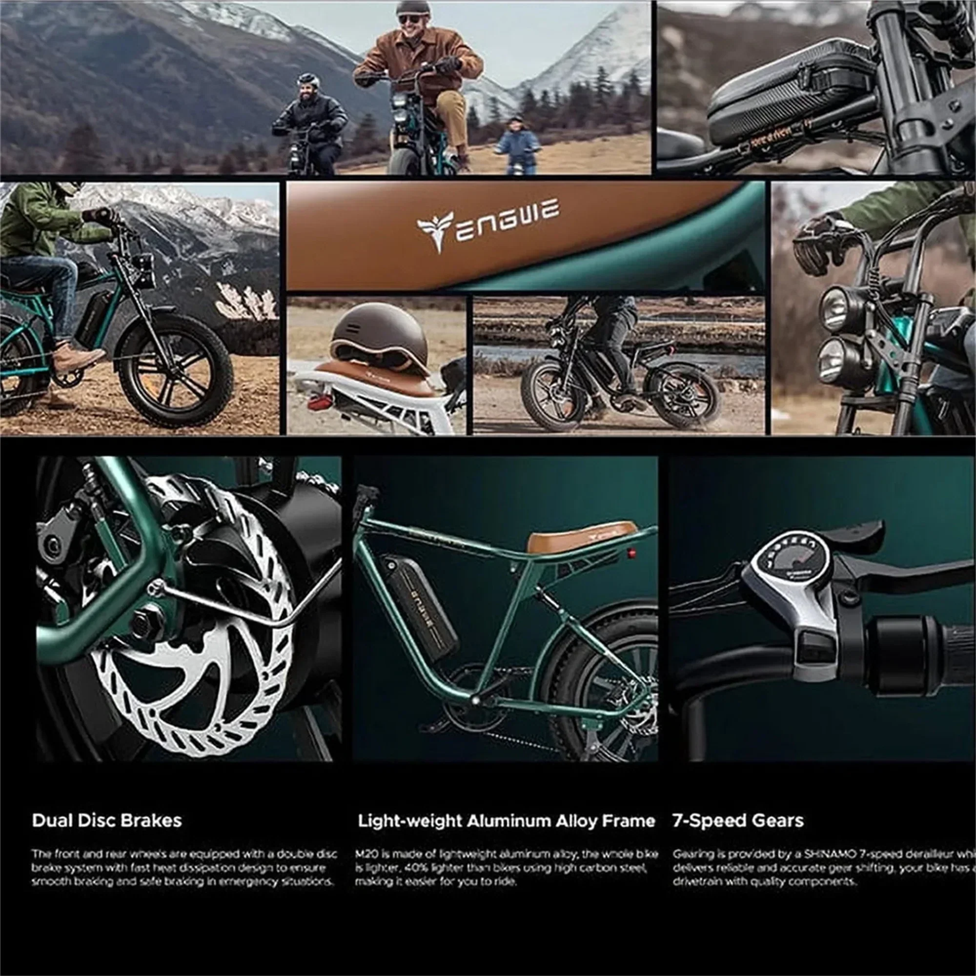 AKEZ Adult Electric Bike 1000W 28 mph 48V 13A 20*4.0in Fat Tire Full Suspension 7-Speed - M20 - Image 10 AKEZ Adult Electric Bike 1000W 28 mph 48V 13A 20*4.0in Fat Tire Full Suspension 7-Speed - M20 - Image 10