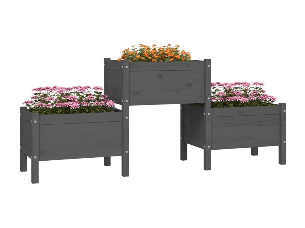 Decoratodo  madera de pino maciza gris 178,5x44x75 cm