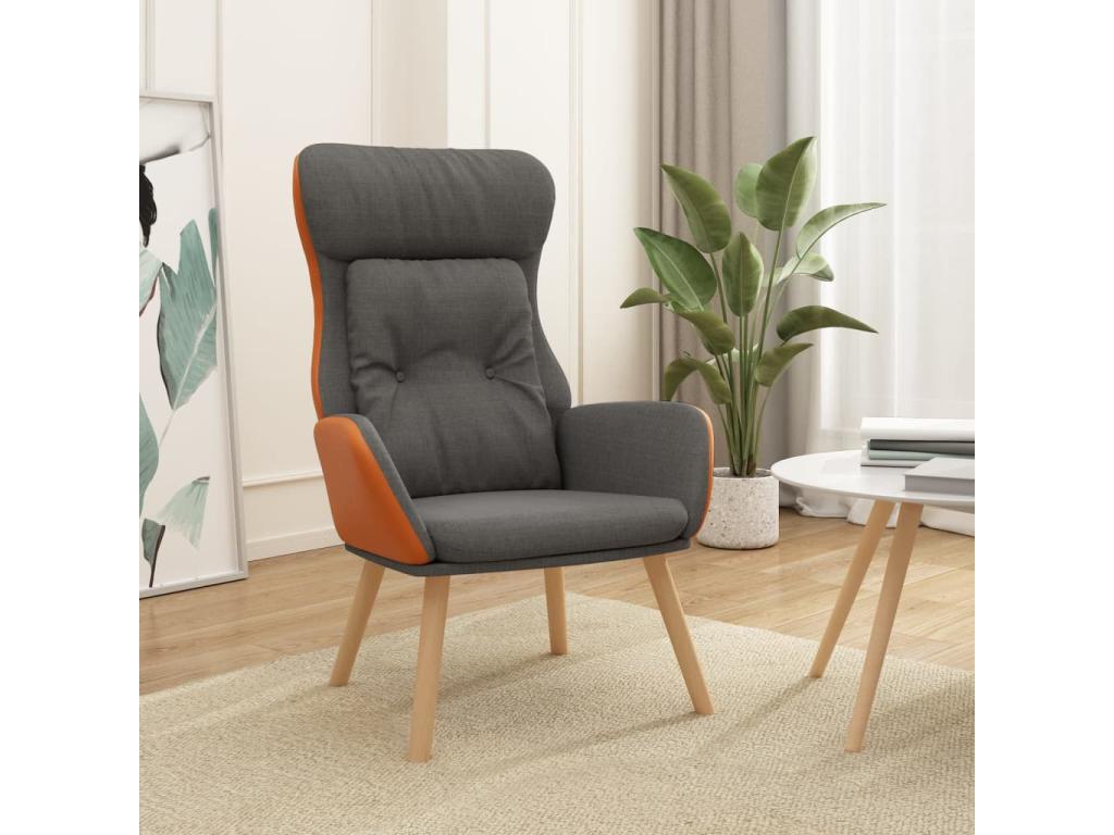 Sillón de relajación Tela y PVC gris oscuro