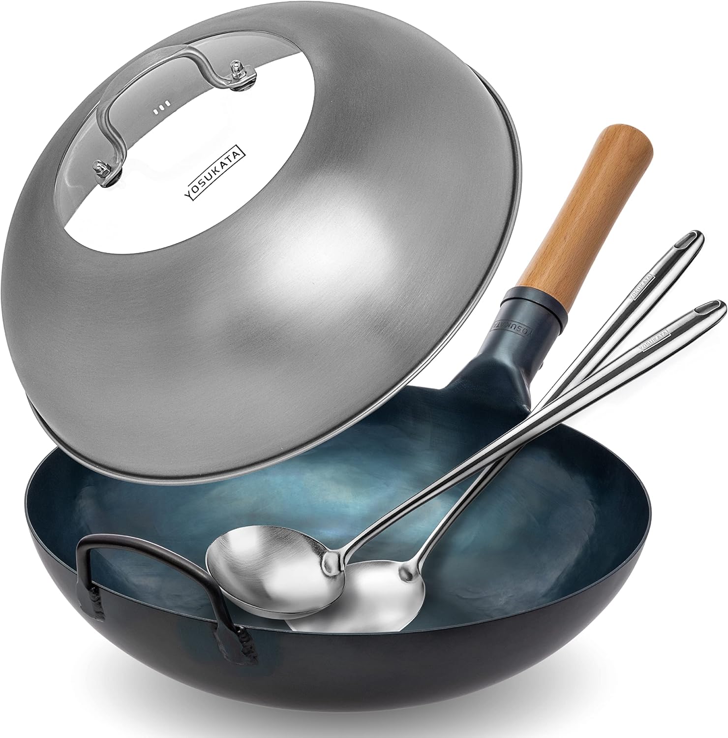 YOSUKATA Flat Bottom Wok Pan - 13.5