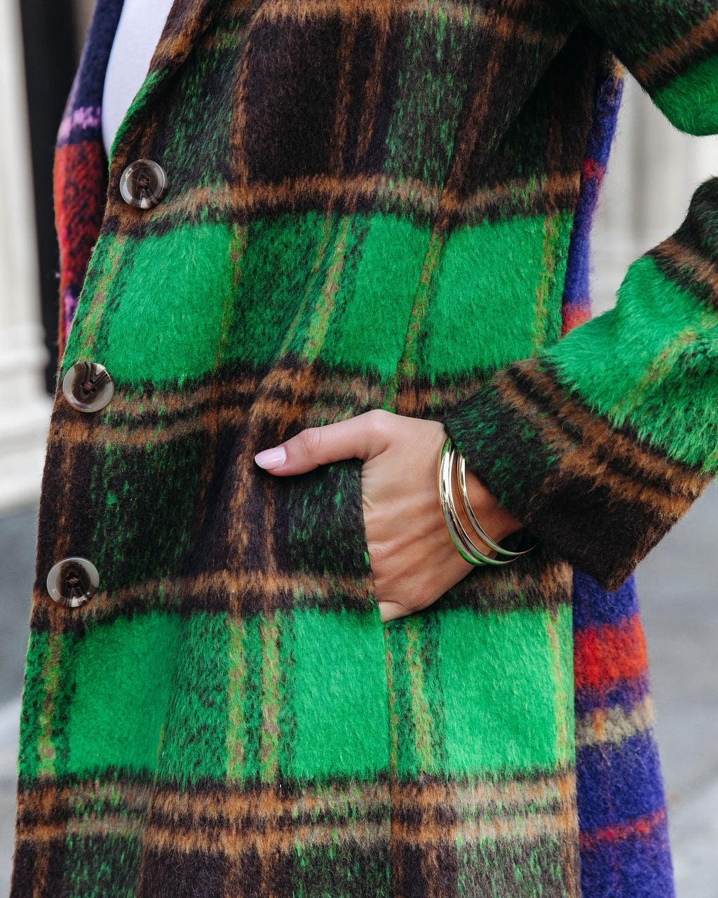 Different Pathways Pocketed Plaid Coat - Se7enfashion