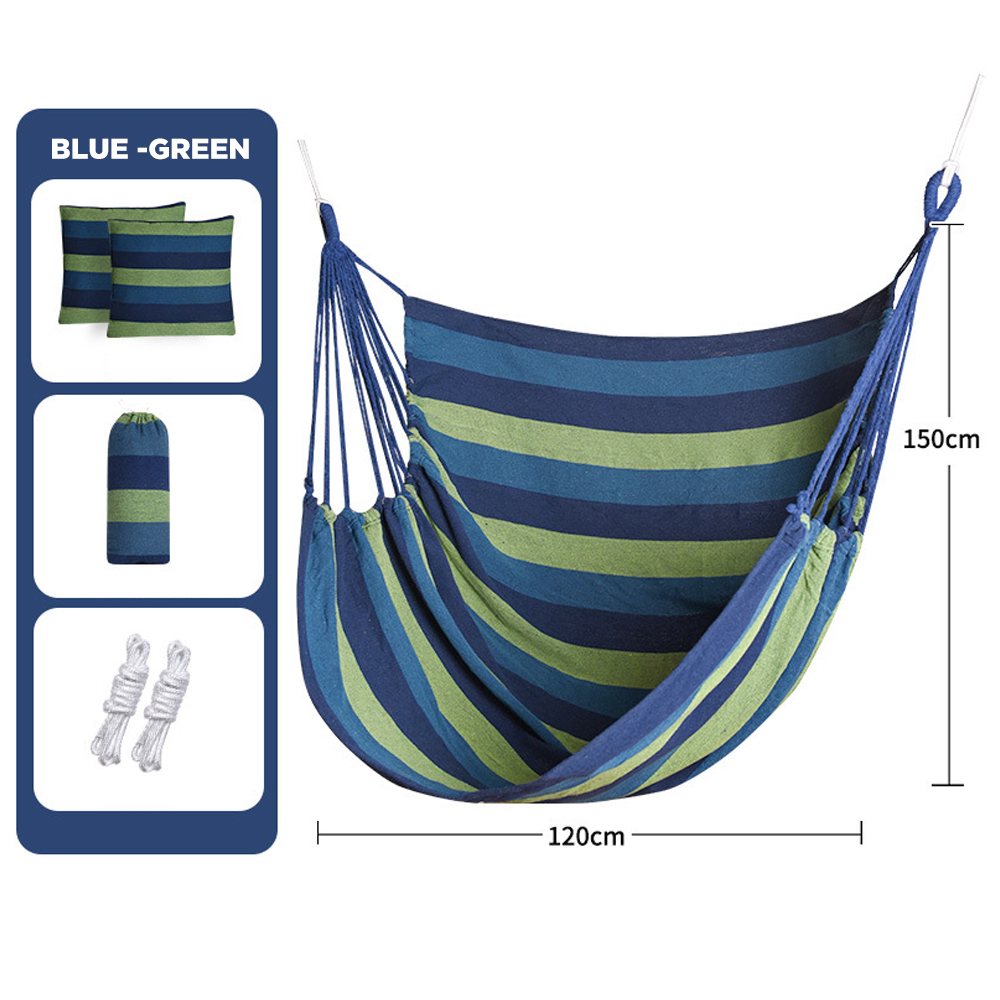 Outdoor Adult Swing Hammock Chair with Rope and Canvas Durable 150kg Capacity Hanging Hammock for Courtyard Use
