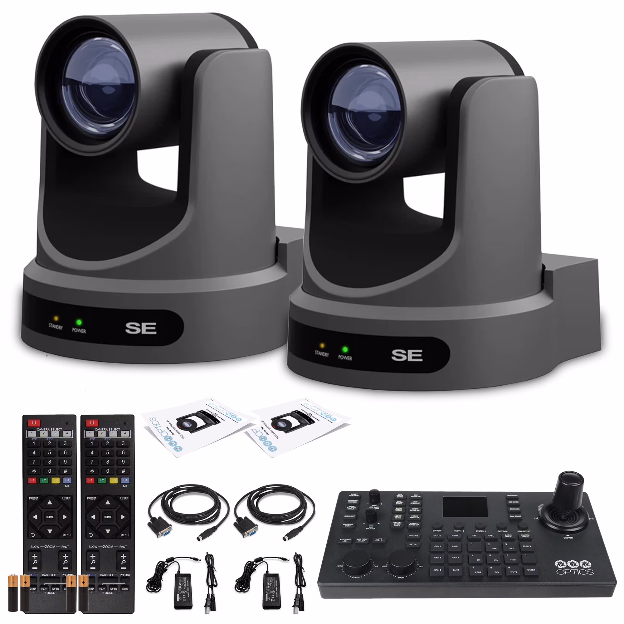 2 x Ptzoptics Move SE PTZ Camera with 20x Optical Zoom + Ptzoptics Superjoy PTZ Camera Controller(20X/Gray)