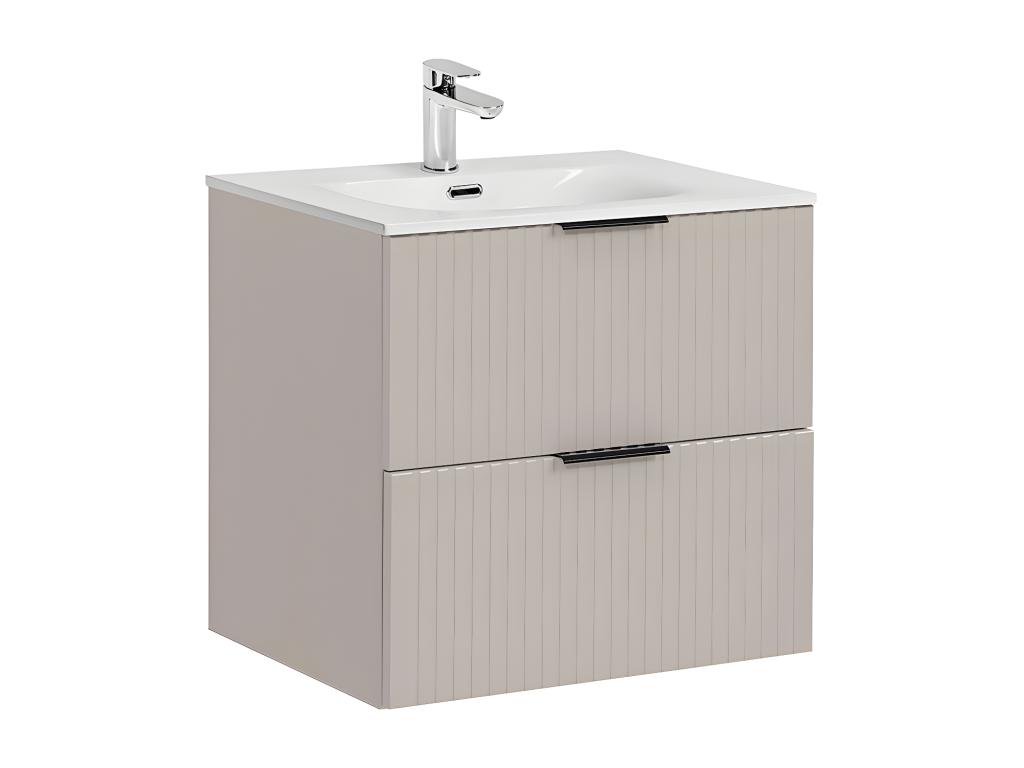 Conjunto de muebles con lavabo individual encastrado 60cm y columna Adriel Cachemira
