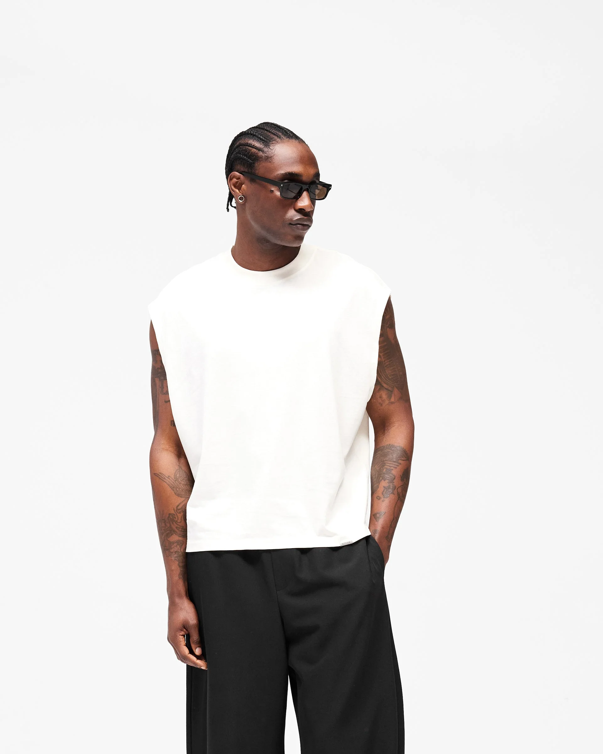 Initial Boxy Tank - Flat White