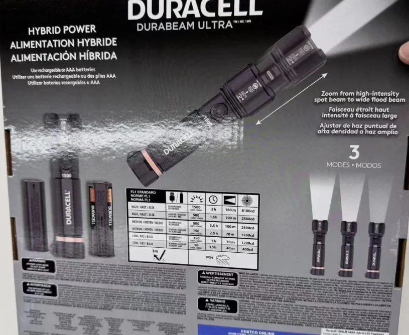 Duracell Hybrid Flashlight, 1500 Lumens, 4-count - Image 7