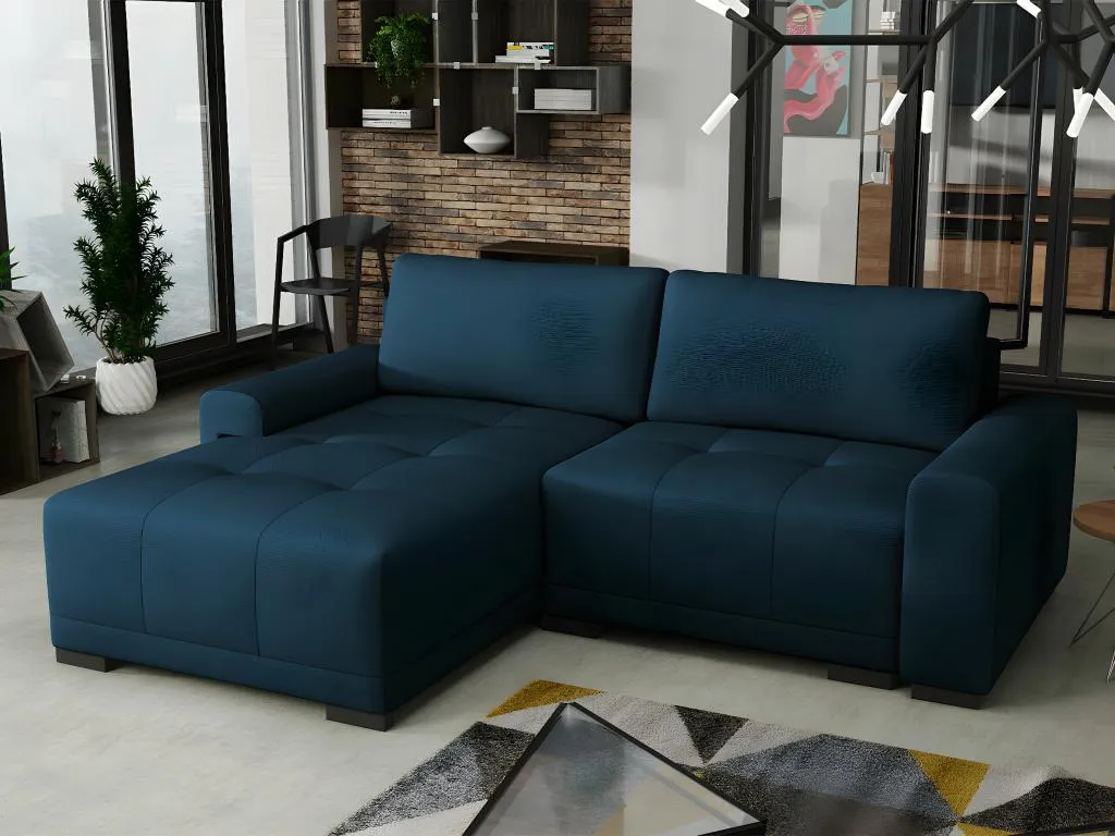 Sofá rinconero Vivircalido 183 Azul Función de descanso Caja de ropa de cama 237x180cm 64170kjof