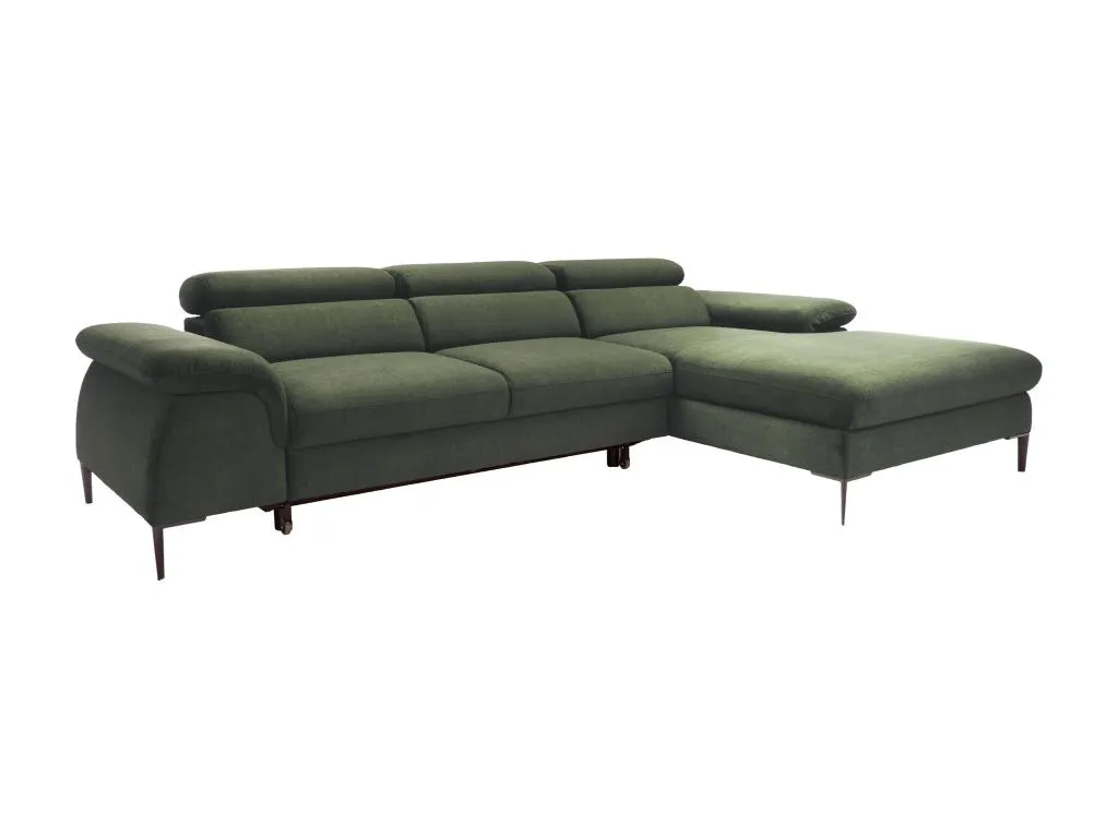 Sofá cama esquinero derecho de terciopelo verde Mueblestop 33476UXGN