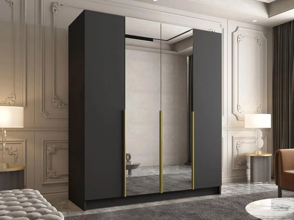 Armario Casabellaes 198 Dorado | Negro 215x200x58cm Puertas de armario - Con bisagras 61515KPUD