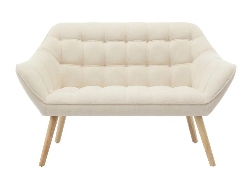 Sofá de 2 plazas y sillón de tela beige Decopractico 21896RSQO