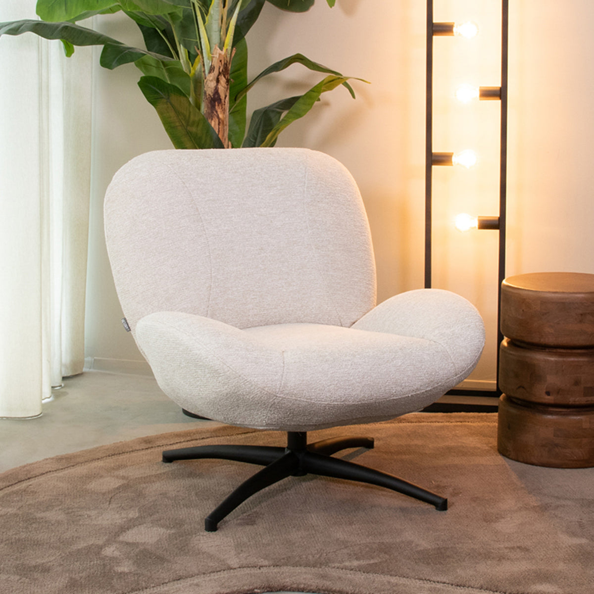 LABEL51 - Fauteuil Clayton - Naturel Canyon - Zwart Metaal
