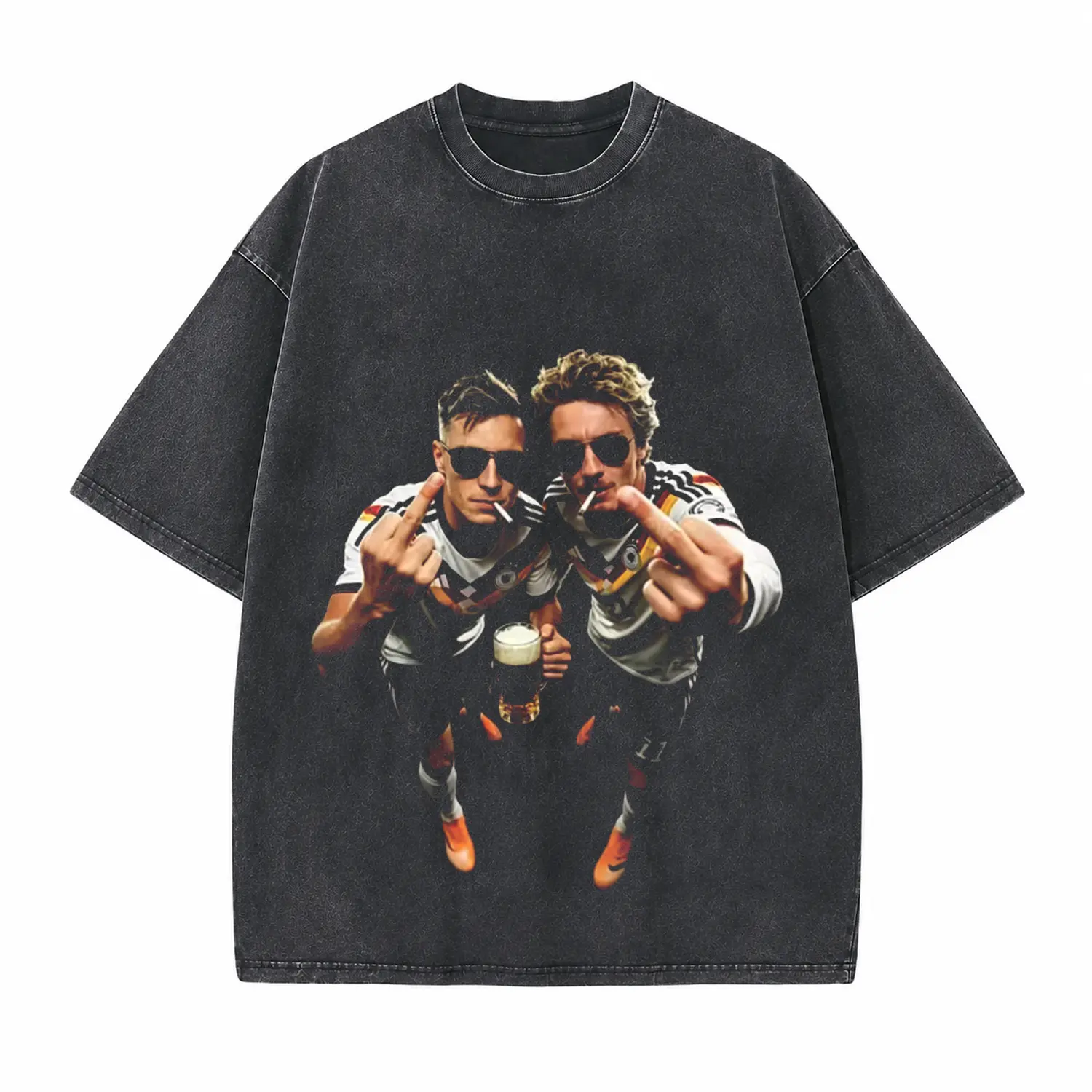 90s Retro Soccer Culture Graphic Printed Unisex Washed T-Shirt