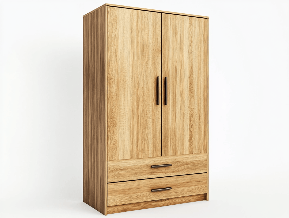 Armario roble claro con dos puertas y un cajón MDF 80x50x190cm para dormitorio
