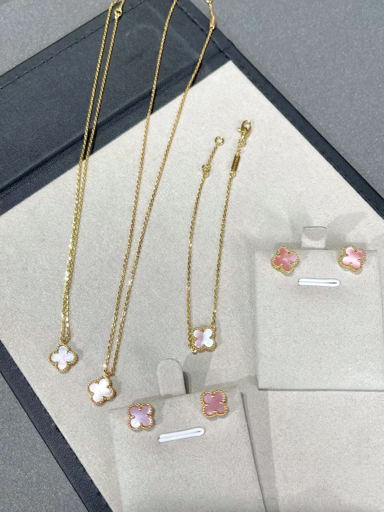 VCA Pink Clover Sweet Alhambra Pendant Necklace Earrings Bracelet - Original Replica Club