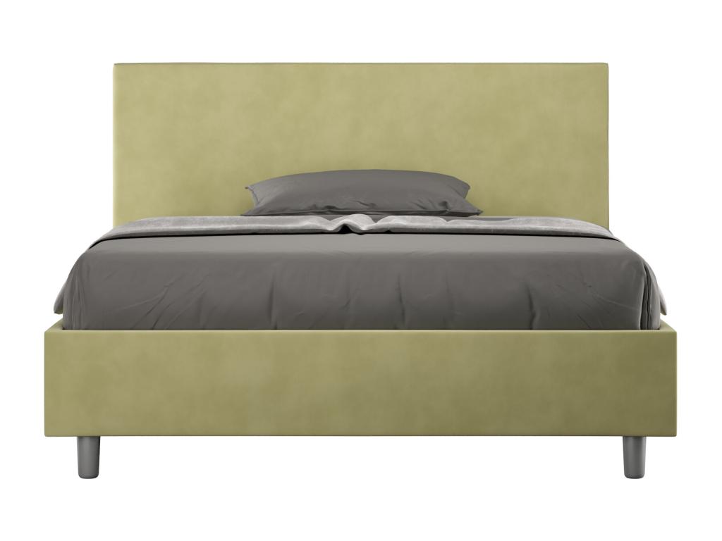 Cama doble con almacenaje acolchada 140x210 microfibra verde Adele