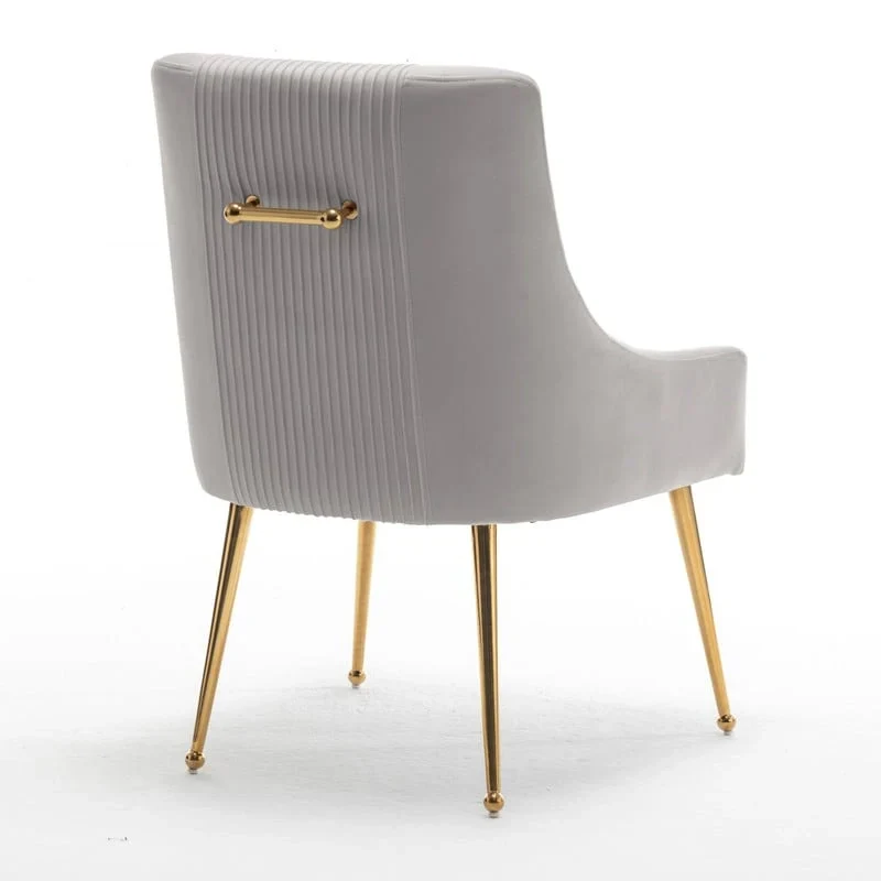SEYNAR Set of 6 Modern Glam Boucle Velvet Dining or Vanity Chairs with Rear Handle