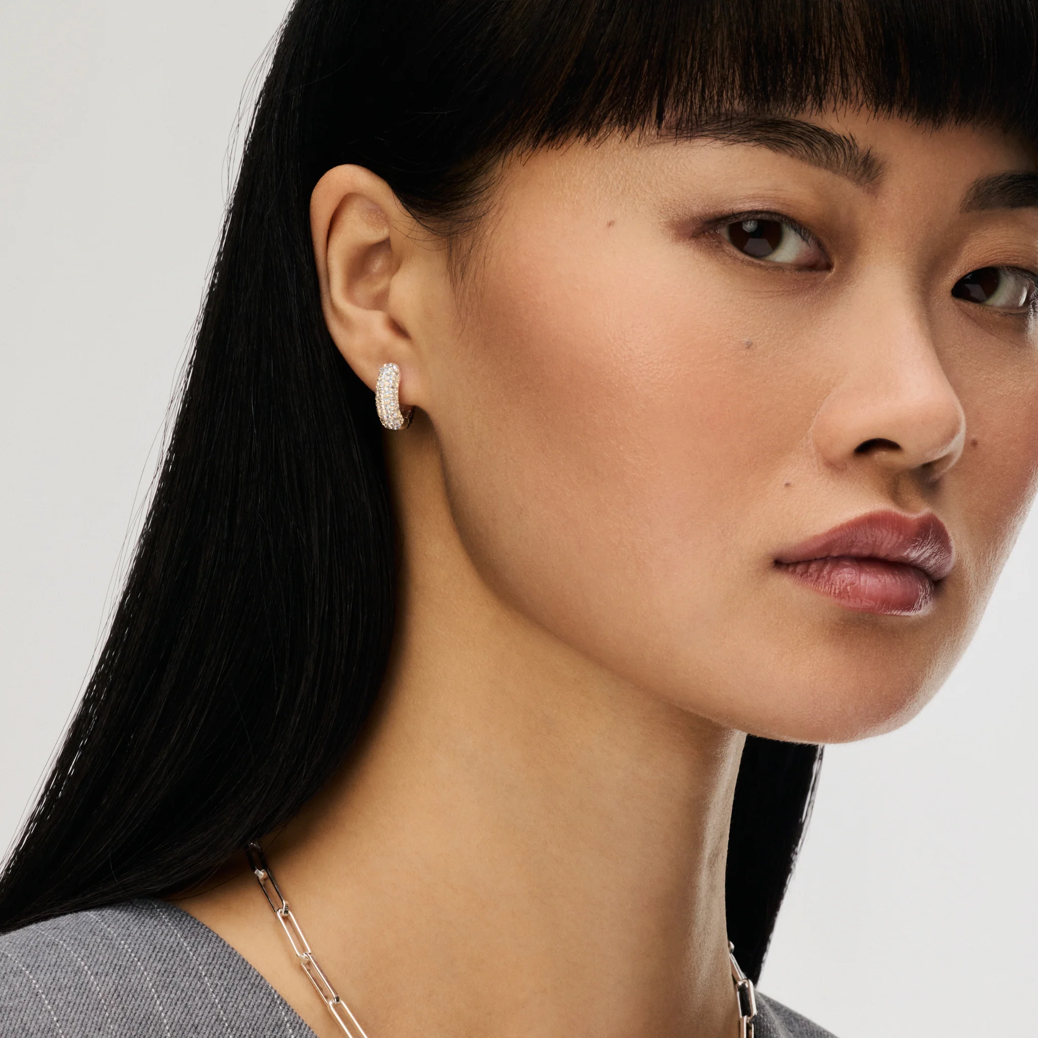 Small Two-Tone Reversible Sparkle Hoop Earrings
